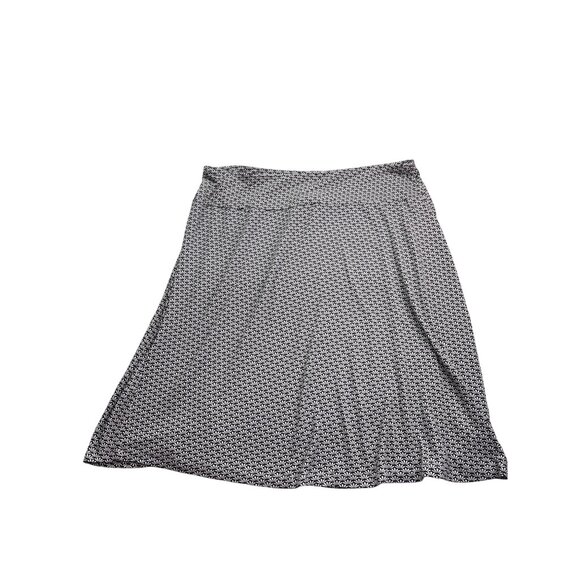 Basic Edition A-Line Knee Length Skirt XL Abstract Floral Black White Pull On - Picture 2 of 4